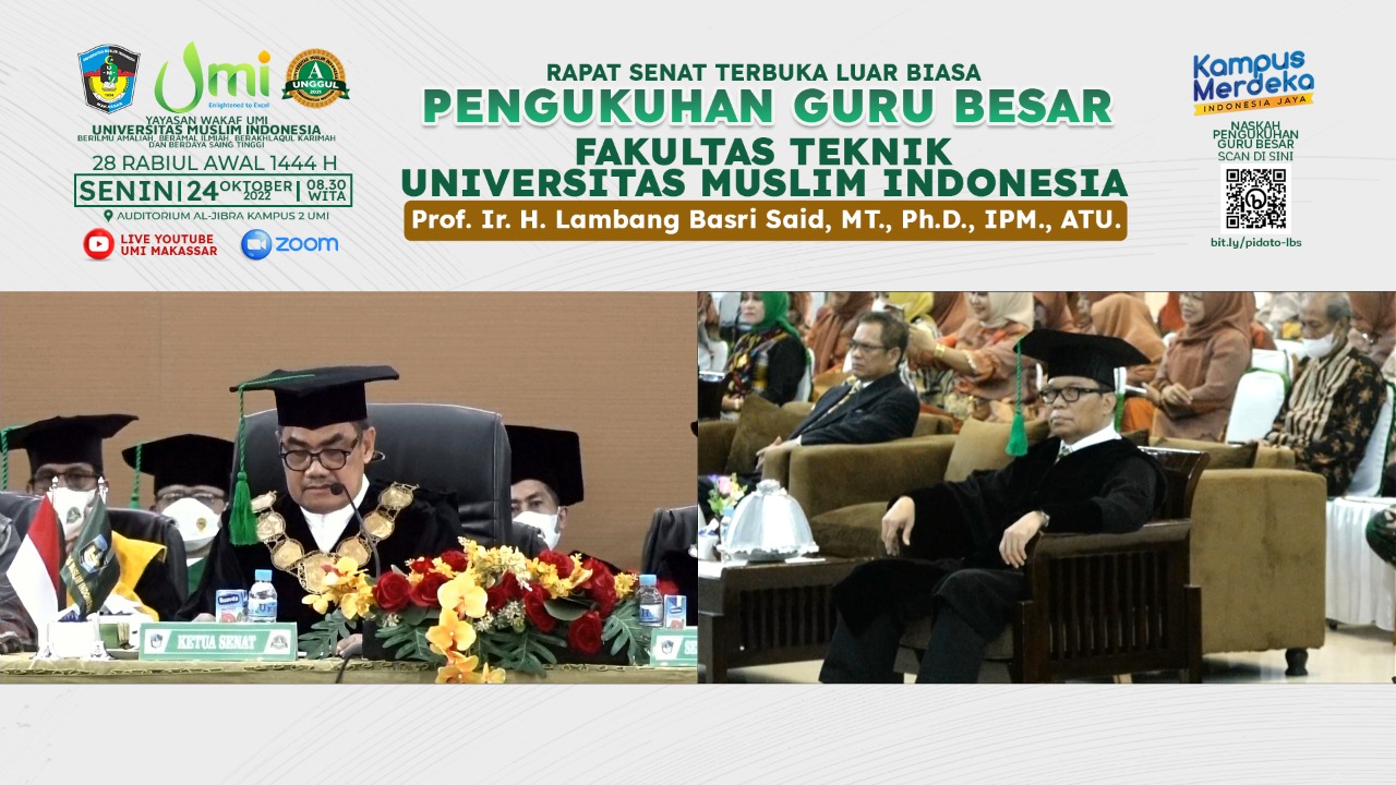 Prof Lambang Basri Dikukuhkan Jadi Guru Besar Pertama Teknik Sipil FT UMI