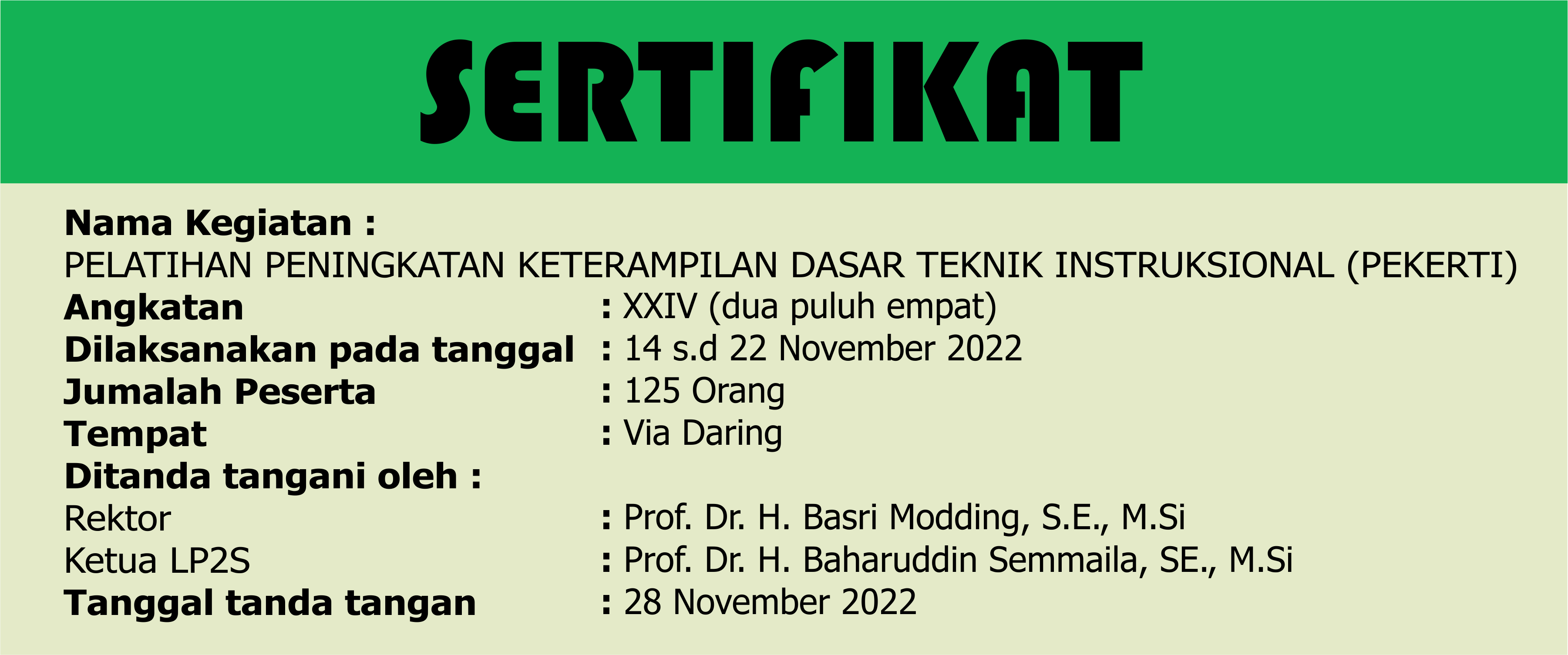 Daftar Peserta Pelatihan Pekerti Angkatan XXIV