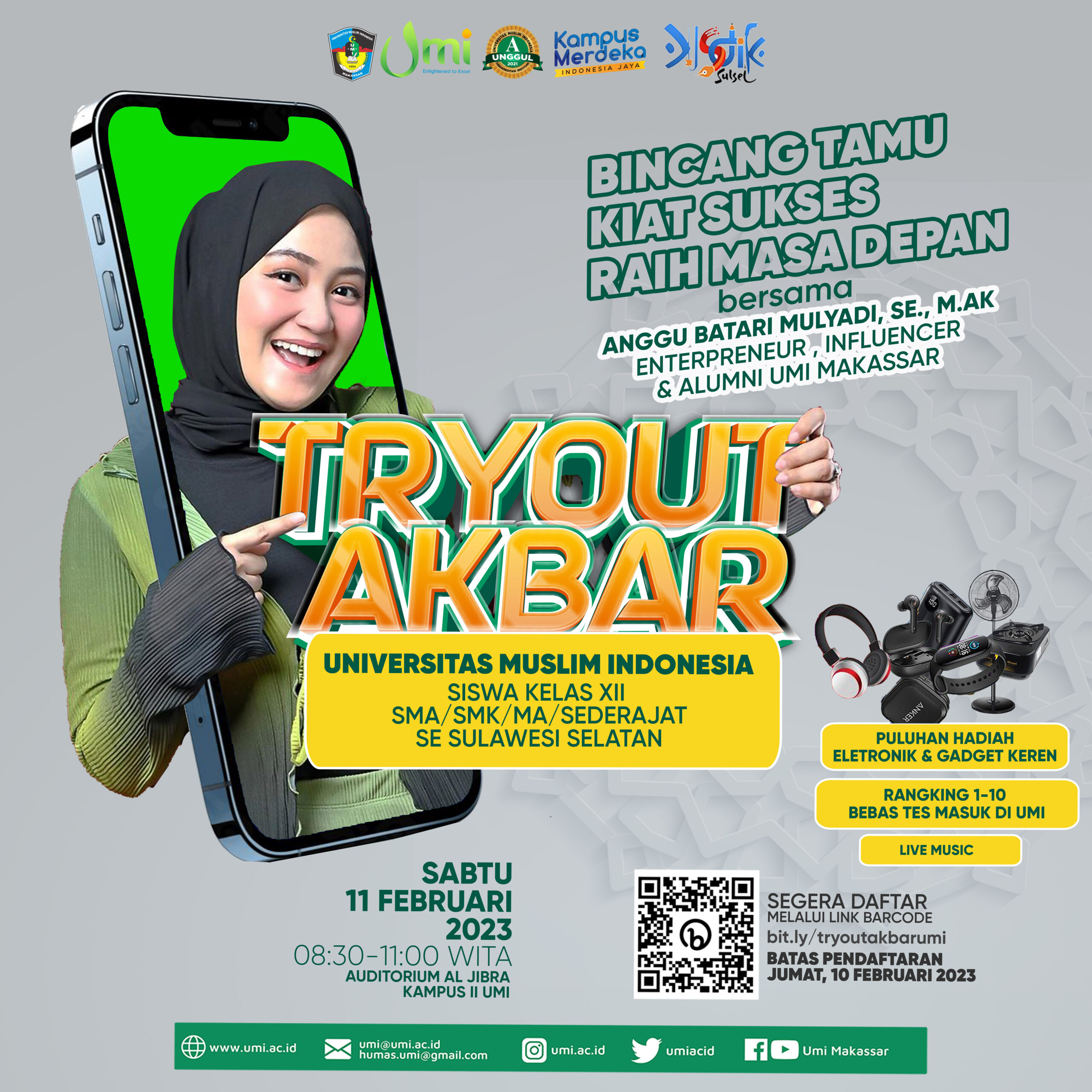 Saksikan! Akan Ada Anggu Batari di Tryout Akbar UMI