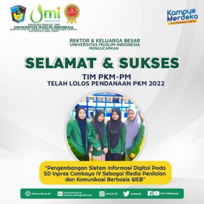Membanggakan, 6 PKM UMI Lolos Pendanaan Ditjen Diktiristek Belmawa