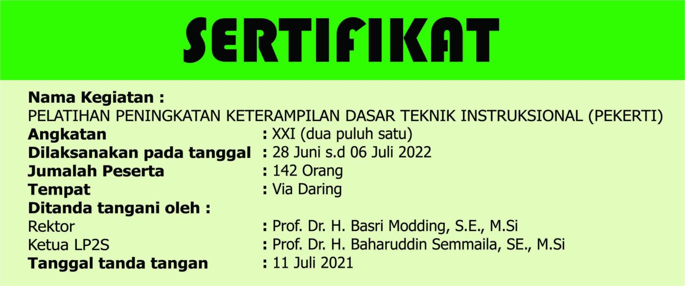 Daftar Peserta Pelatihan Pekerti Angkatan XXI