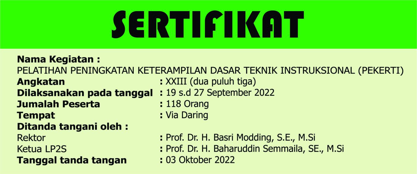 Daftar Peserta Pelatihan Pekerti Angkatan XXIII