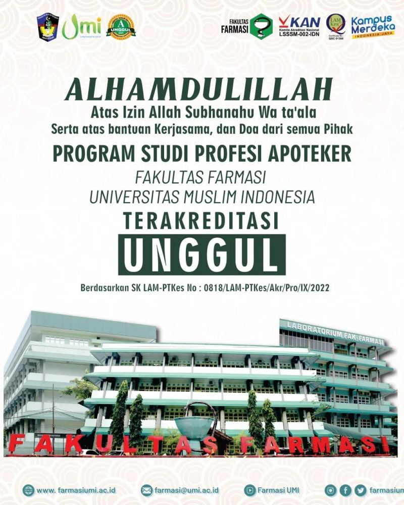 Profesi Apoteker FF-UMI Raih Akreditasi Unggul
