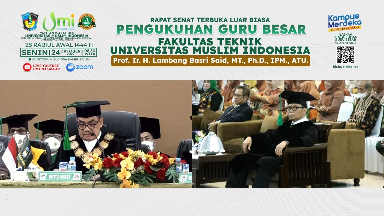 Prof Lambang Basri Dikukuhkan Jadi Guru Besar Pertama Teknik Sipil FT UMI