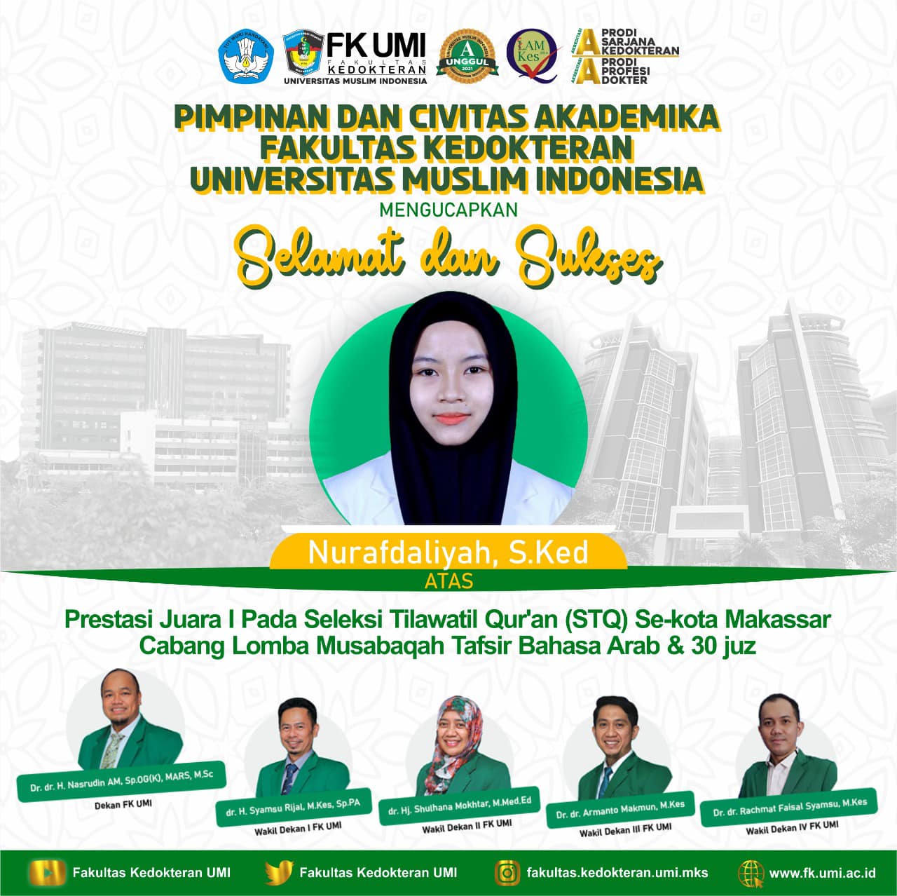 Juara 1 STQ 2023, Mahasiswa UMI Akan Wakili Kota Makassar ke Tingkat Provinsi