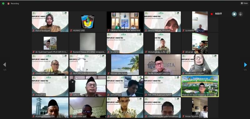 Keynote Speaker Webinar Nasional Refleksi 1 Abad NU, Rektor UMI NU Berperan Penting dan Strategis Dalam Transformasi Gerakan Ekonomi Indonesia
