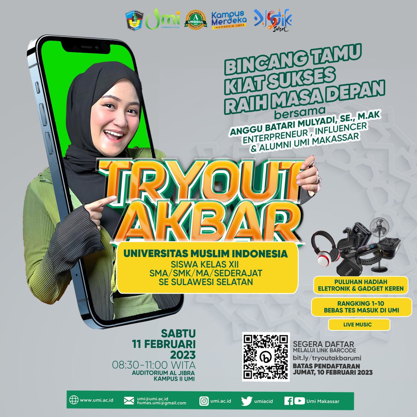 Saksikan! Akan Ada Anggu Batari di Tryout Akbar UMI