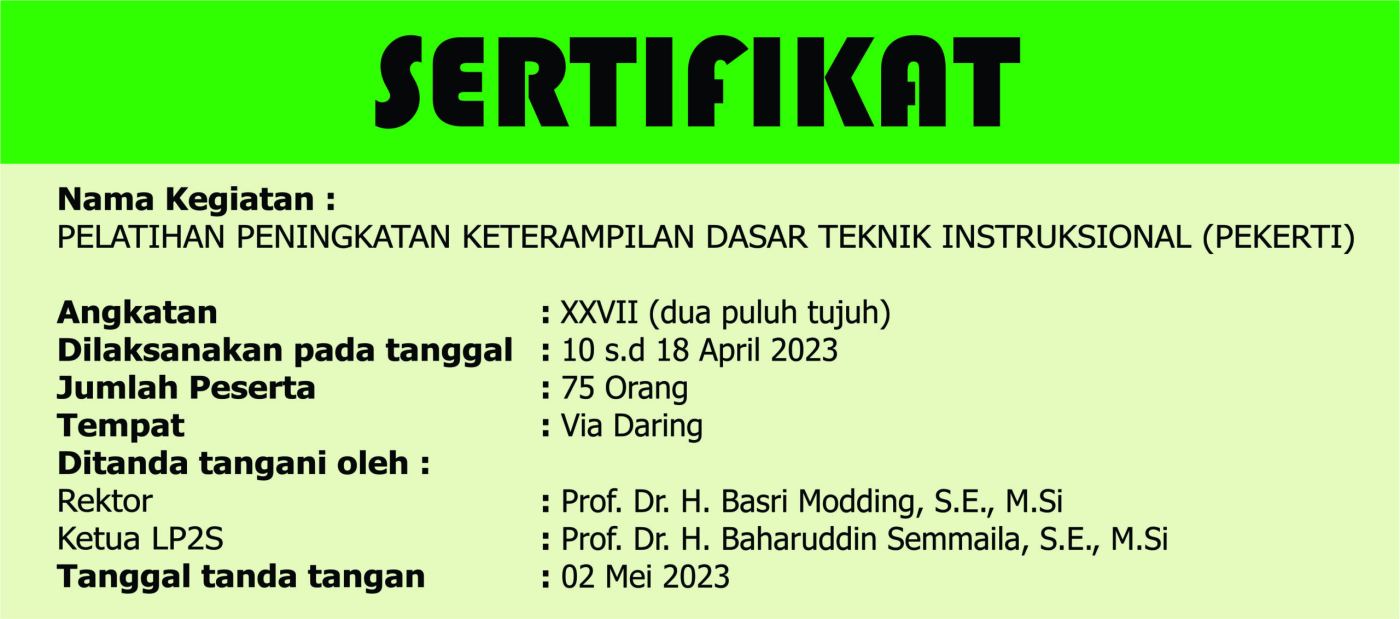 Daftar Peserta Pelatihan Pekerti Angkatan XXVII