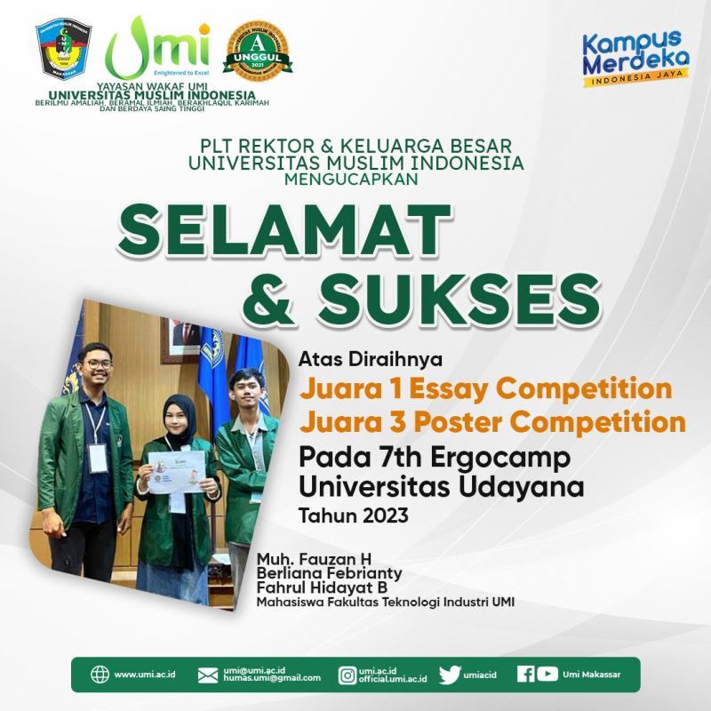 Mahasiswa FTI UMI Raih Dua Juara Sekaligus di Ergo Camp 2023