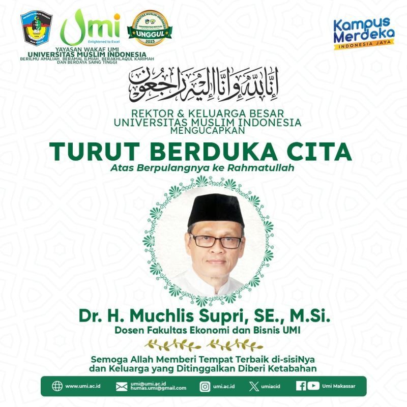 Mukhlis Sufri Ahli Ekonomi Syariah FEB-UMI Berpulang