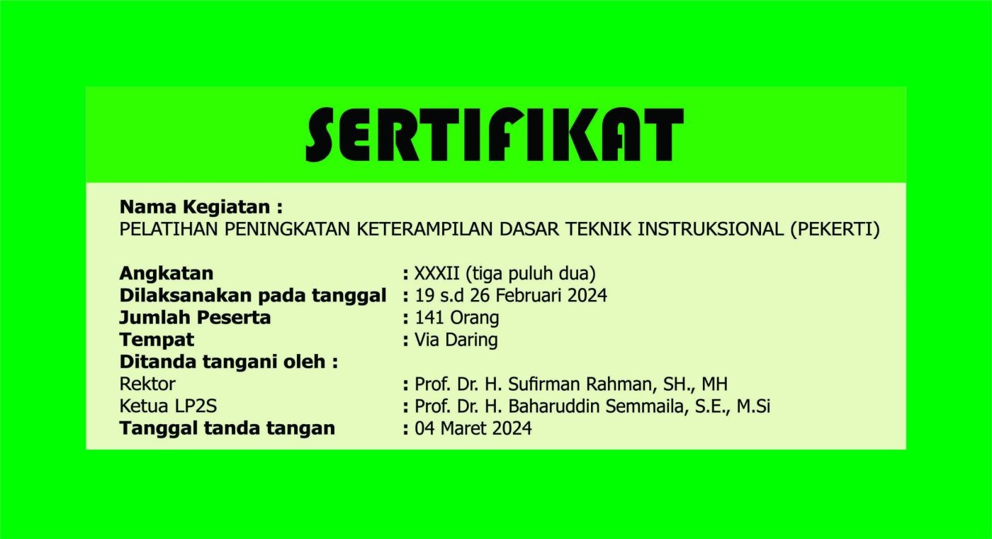 Daftar Peserta Pelatihan Pekerti Angkatan XXXII