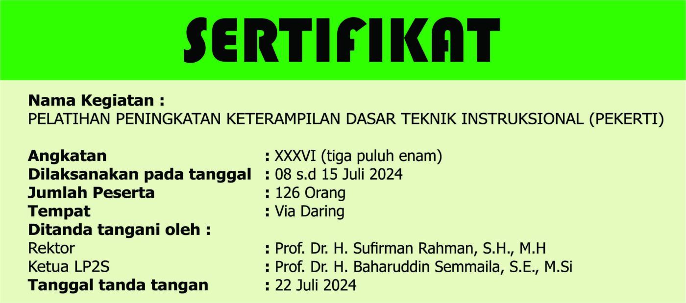 Daftar Peserta Pelatihan Pekerti Angkatan XXXVI