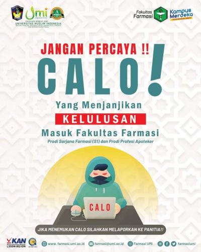 Penerimaan Maba 2024, WR I UMI : Jangan Percaya Calo
