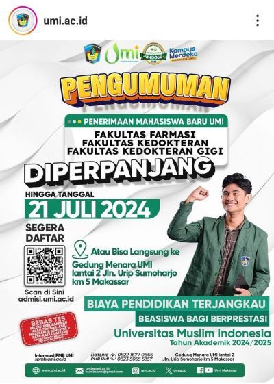 Ini Tahapan Penerimaan Maba Fakultas Farmasi, Fakultas Kedokteran dan Fakultas Kedokteran Gigi UMI
