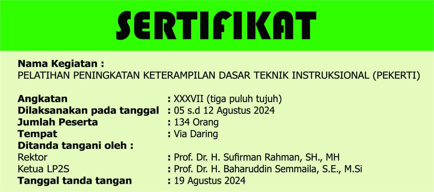 Daftar Peserta Pelatihan Pekerti Angkatan XXXVII