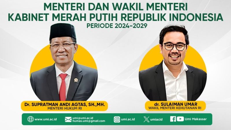 Dua Alumni UMI Dilantik Menteri Dan Wamen Kabinet Merah Putih Prabowo-Gibran