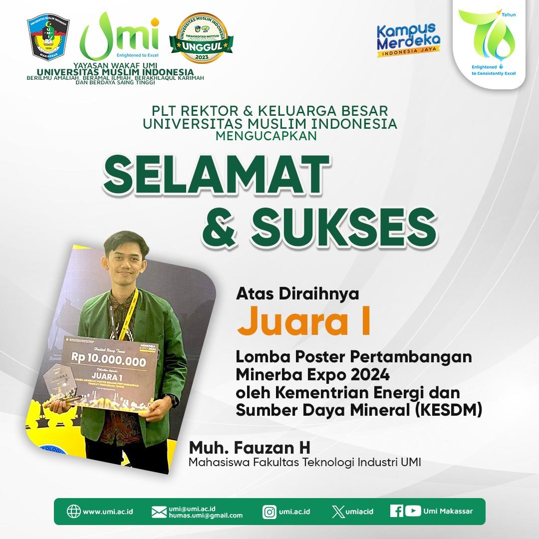 Mahasiswa FTI UMI Raih Juara I Lomba Poster Kementrian Energi dan Sumber Daya Mineral Tahun 2024