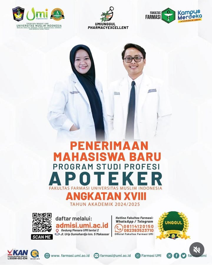 HASIL SELEKSI PRODI APOTEKER FAKULTAS FARMASI UMI SEMESTER GENAP TA. 2024/2025