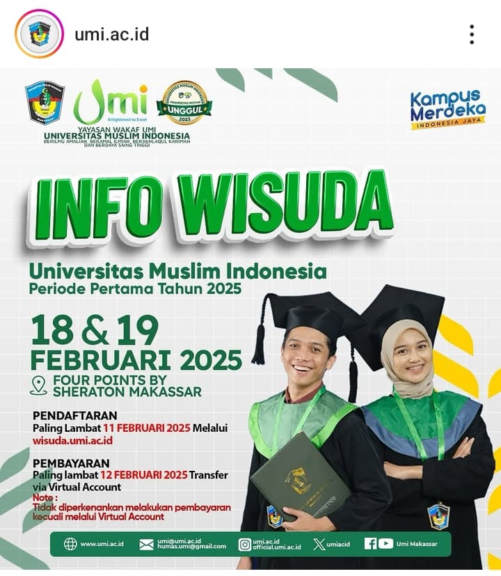 Info Wisuda UMI Periode 1 Tahun 2025