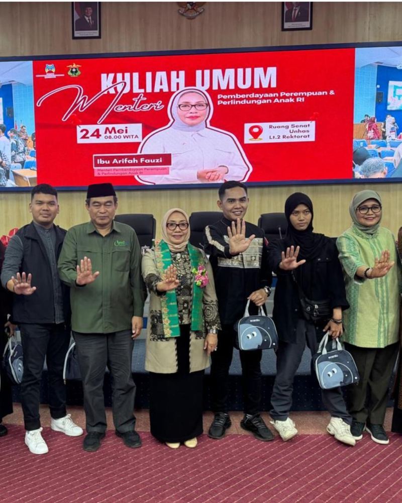 WR IV UMI Hadiri Kuliah Umum Menteri P3A RI di UNHAS