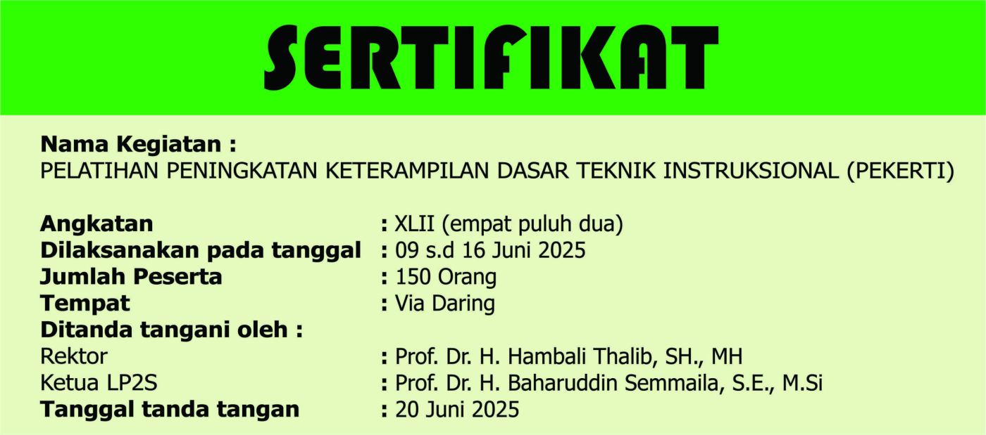Daftar Peserta Pelatihan Pekerti Angkatan XLII