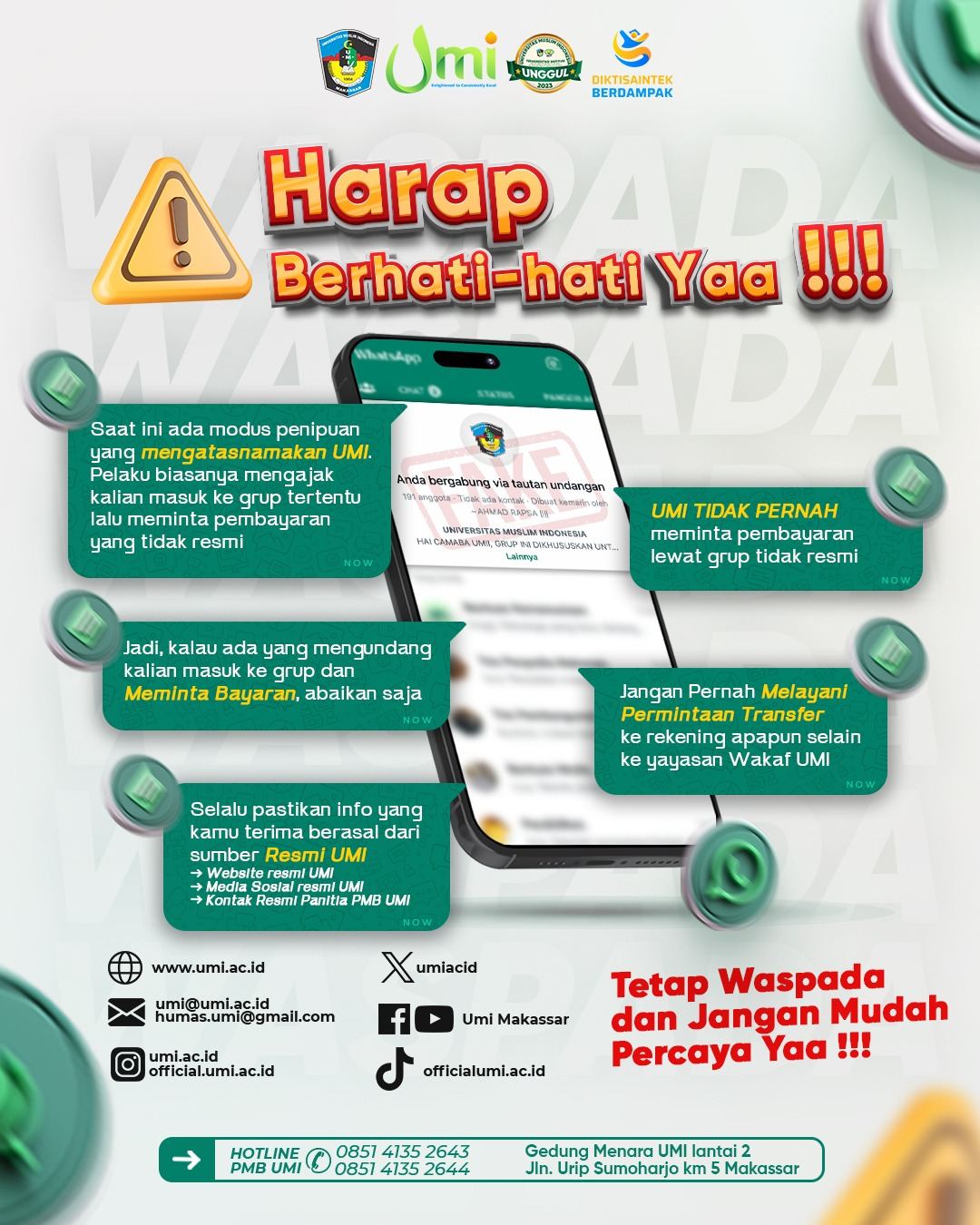 Marak Penipuan Sasar Camaba UMI, Ini Tips Terhindar dari Modus Tak Bertanggung Jawab