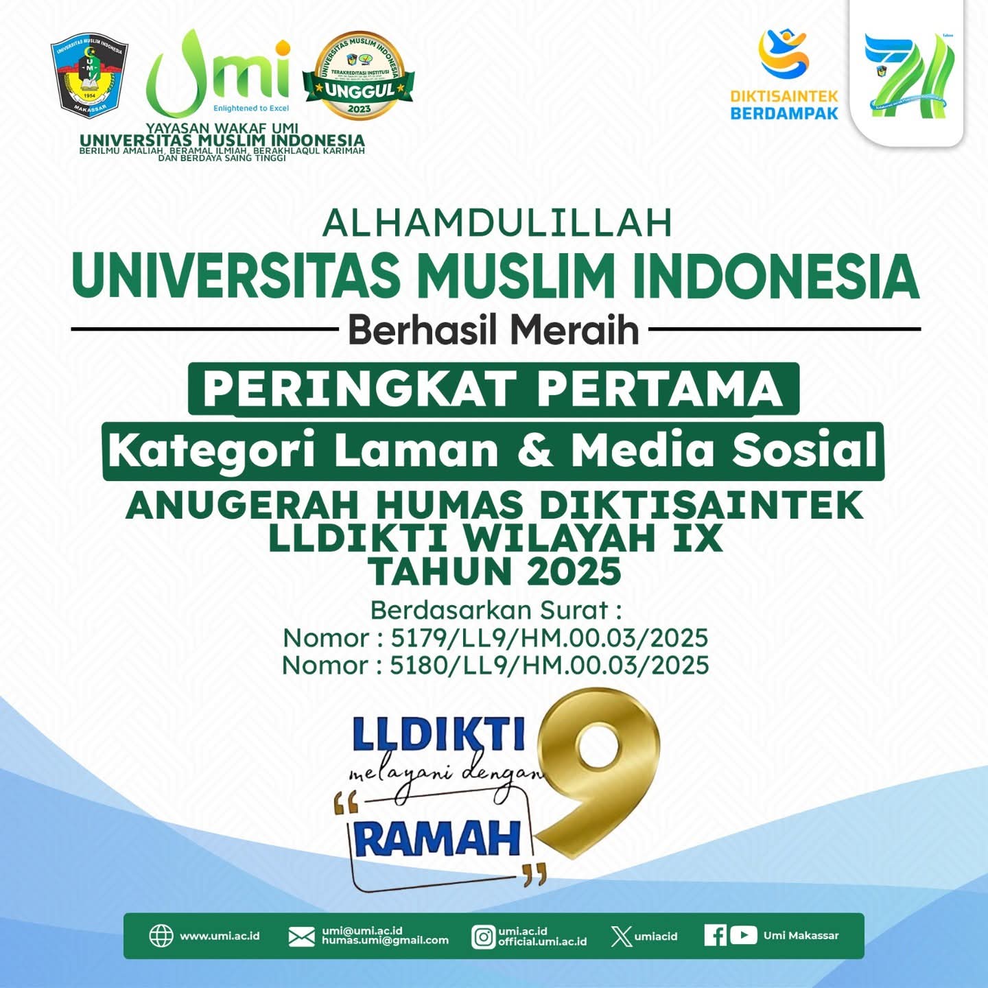 Anugrah Humas Perguruan Tinggi Diktisaintek 2025, UMI Sabet Kemenangan di Dua Kategori Sekaligus dan Wakili LLDIkti IX ke Tingkat Nasional