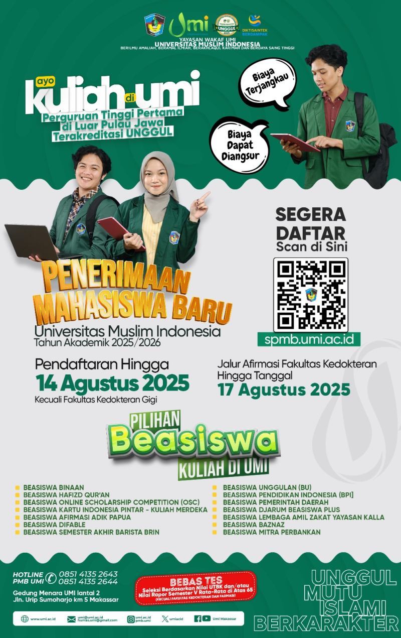 Kuota Hampir Penuh, Jangan Lewatkan! Pendaftaran Camaba UMI Ditutup 14 Agustus 2025