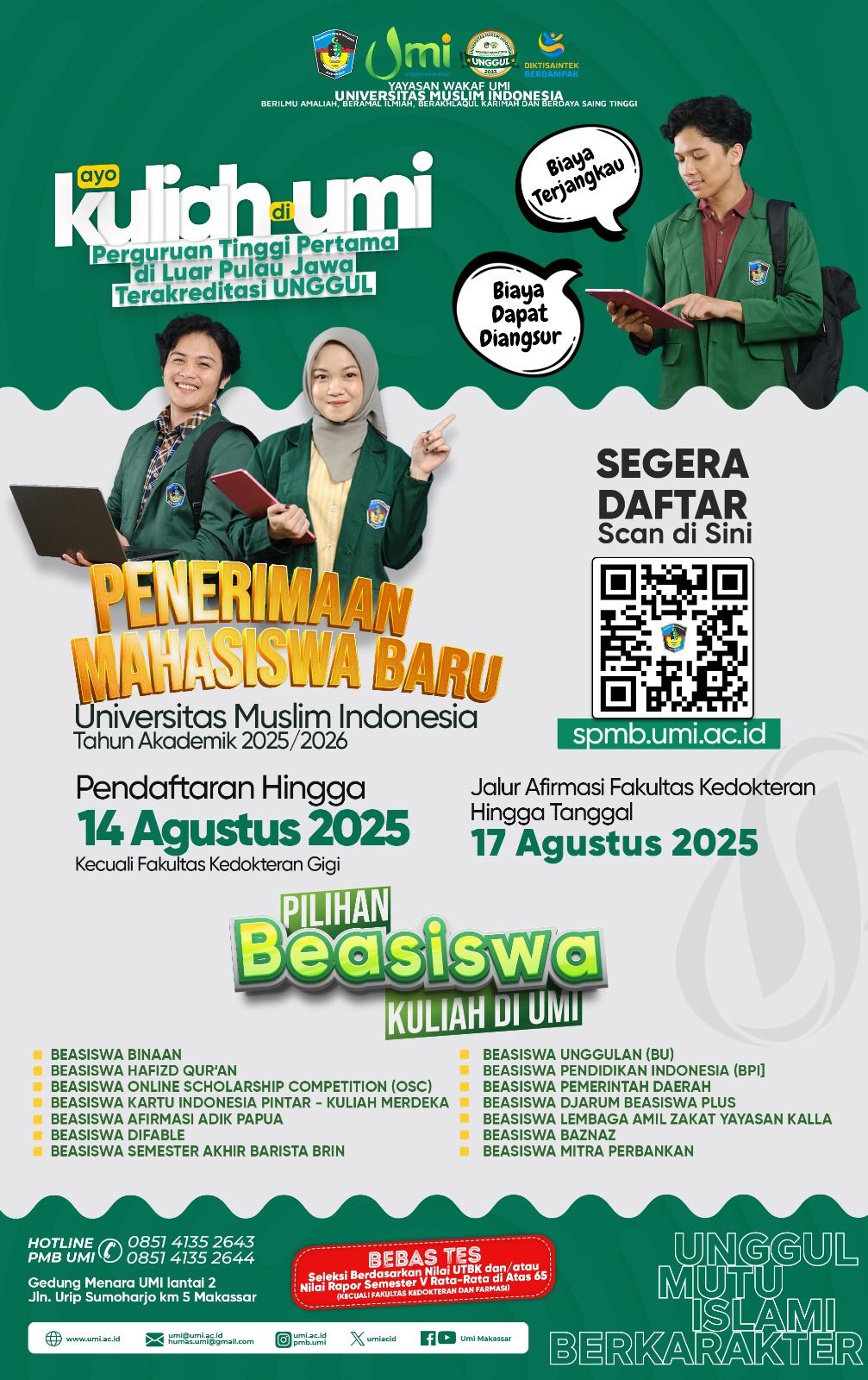 Kuota Hampir Penuh, Jangan Lewatkan! Pendaftaran Camaba UMI Ditutup 14 Agustus 2025
