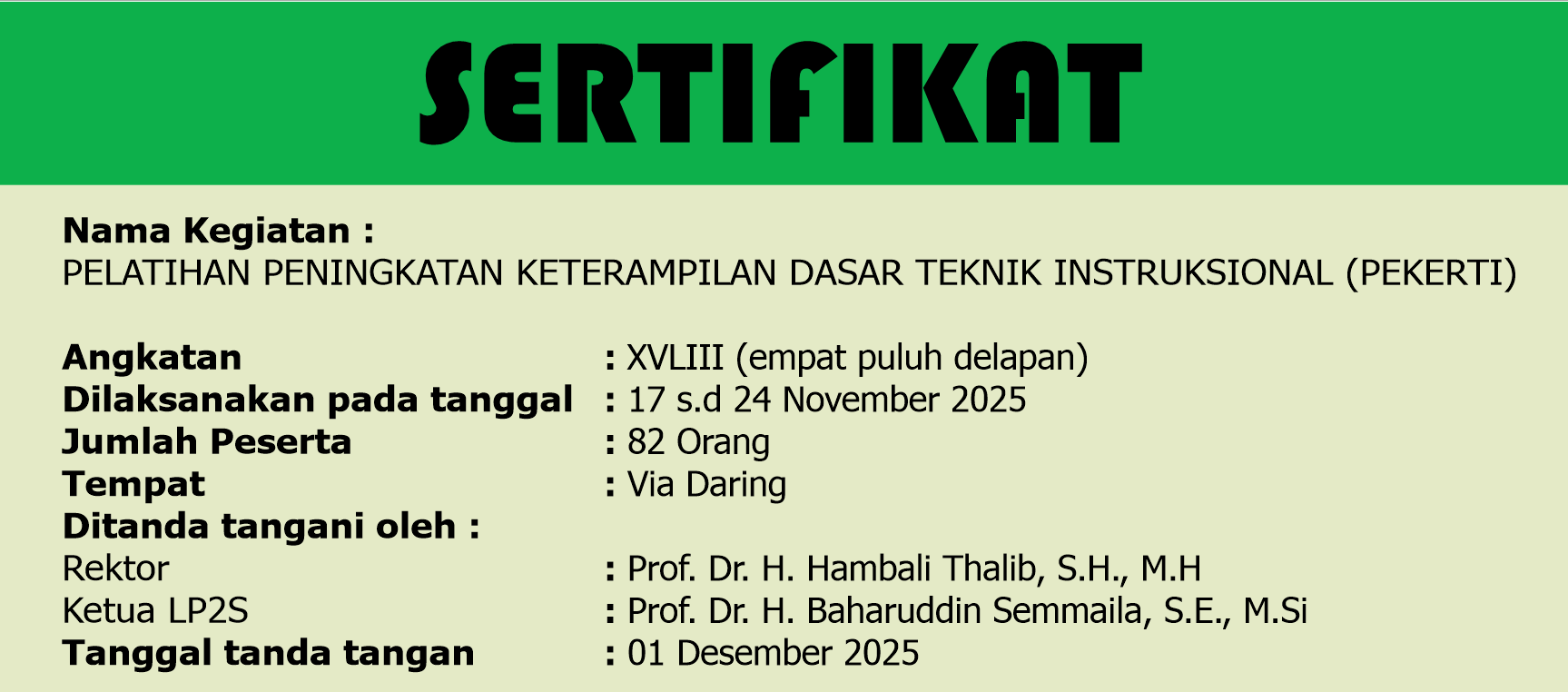 Daftar Peserta Pelatihan Pekerti Angkatan XLVIII