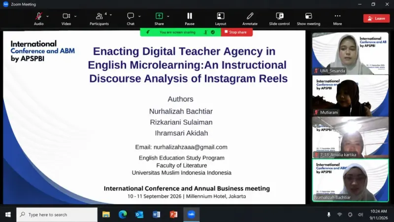Tiga Mahasiswa Pendidikan Bahasa Inggris UMI Tampil di Forum Internasional, Angkat Riset AI, TikTok, dan Instagram Reels